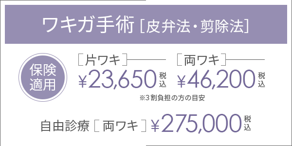 ワキガ手術（皮弁法・剪除法）ご優待