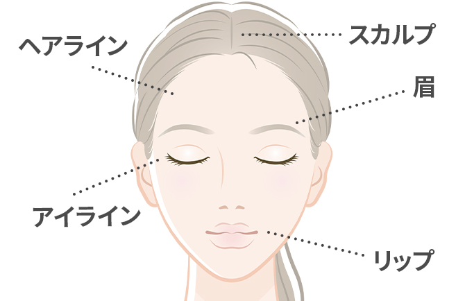 アートメイク除去の適応部位