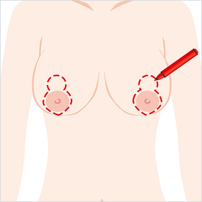 胸にマーキングするイラスト