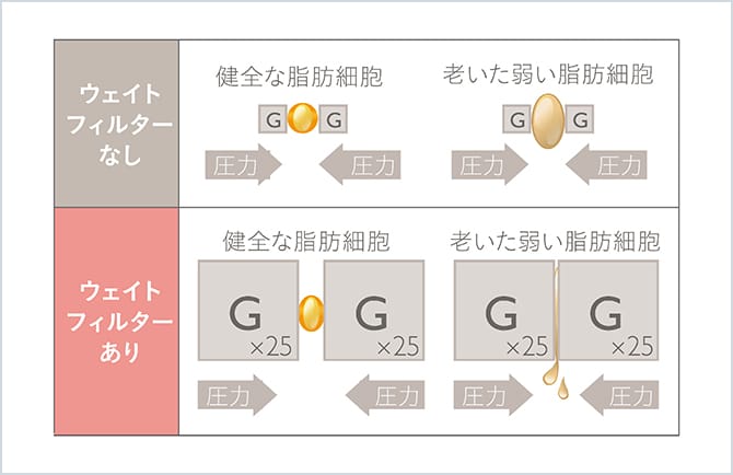 ウェイトフィルターなしとありの比較図