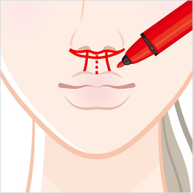 人中にマーキングする図