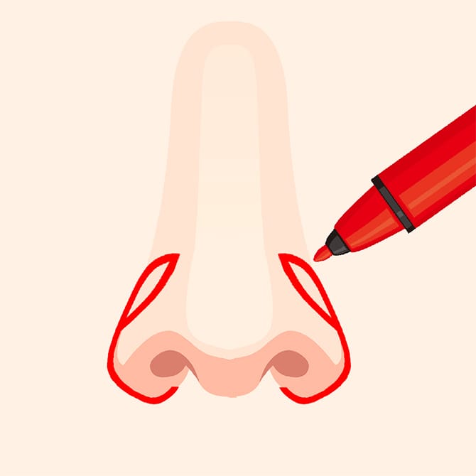 鼻にマーキングする図