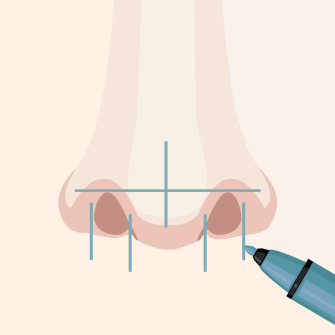 鼻にマーキングする図