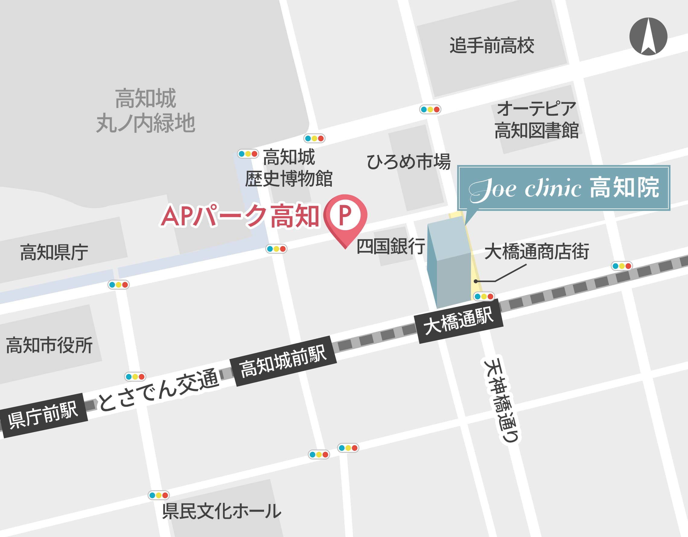 高知院の常設駐車場の地図