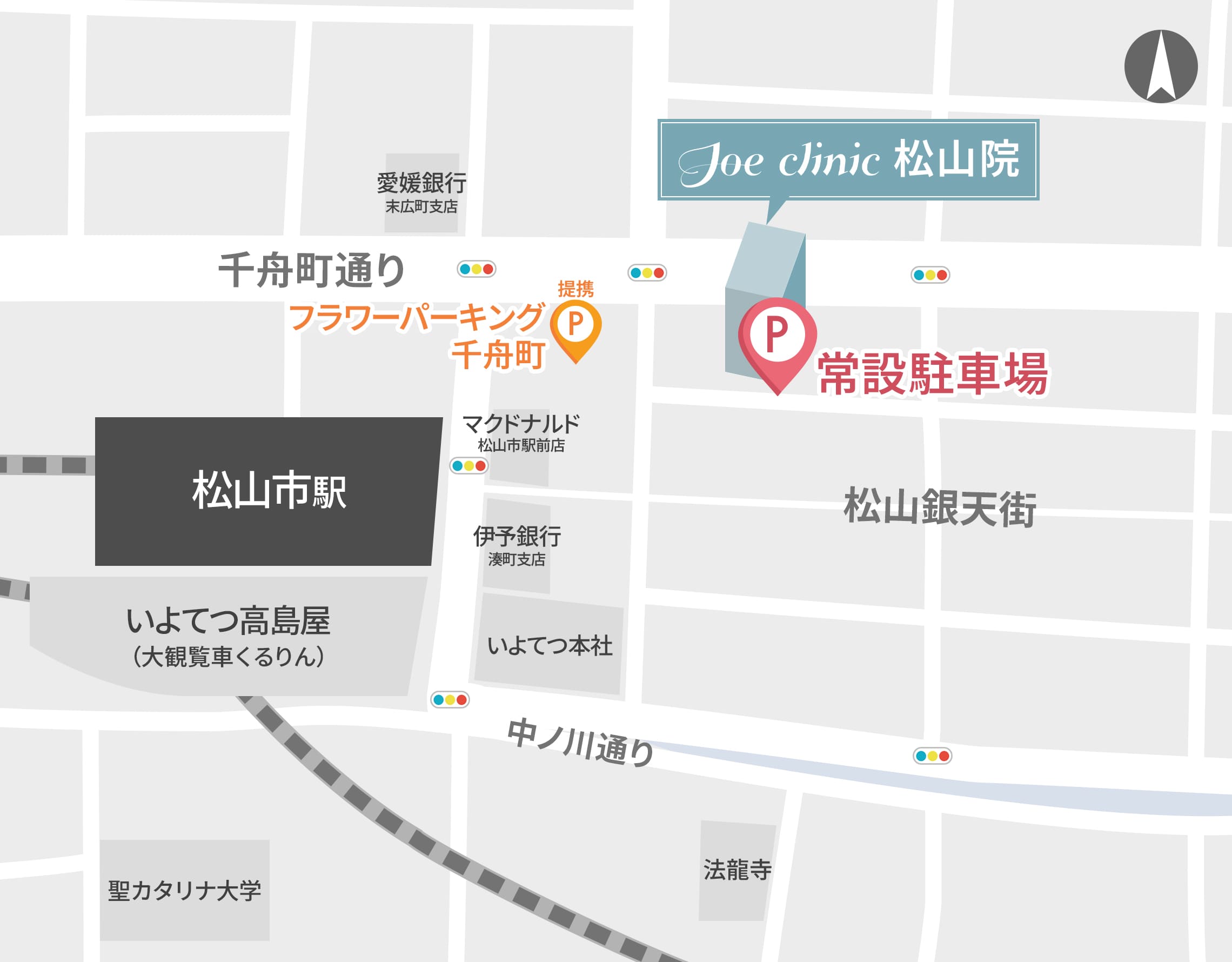 松山院の常設駐車場の地図